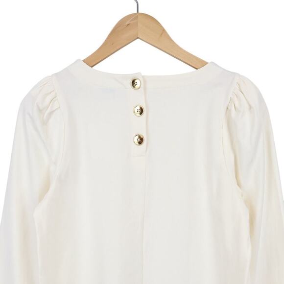 J. Crew Puff-Sleeve Gold Button Back Striped Top Ivory Size Small NWT - Picture 3 of 9